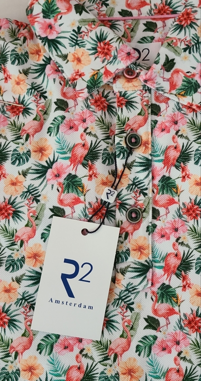 R2 Men’s Floral Polo in Pink, Green, White